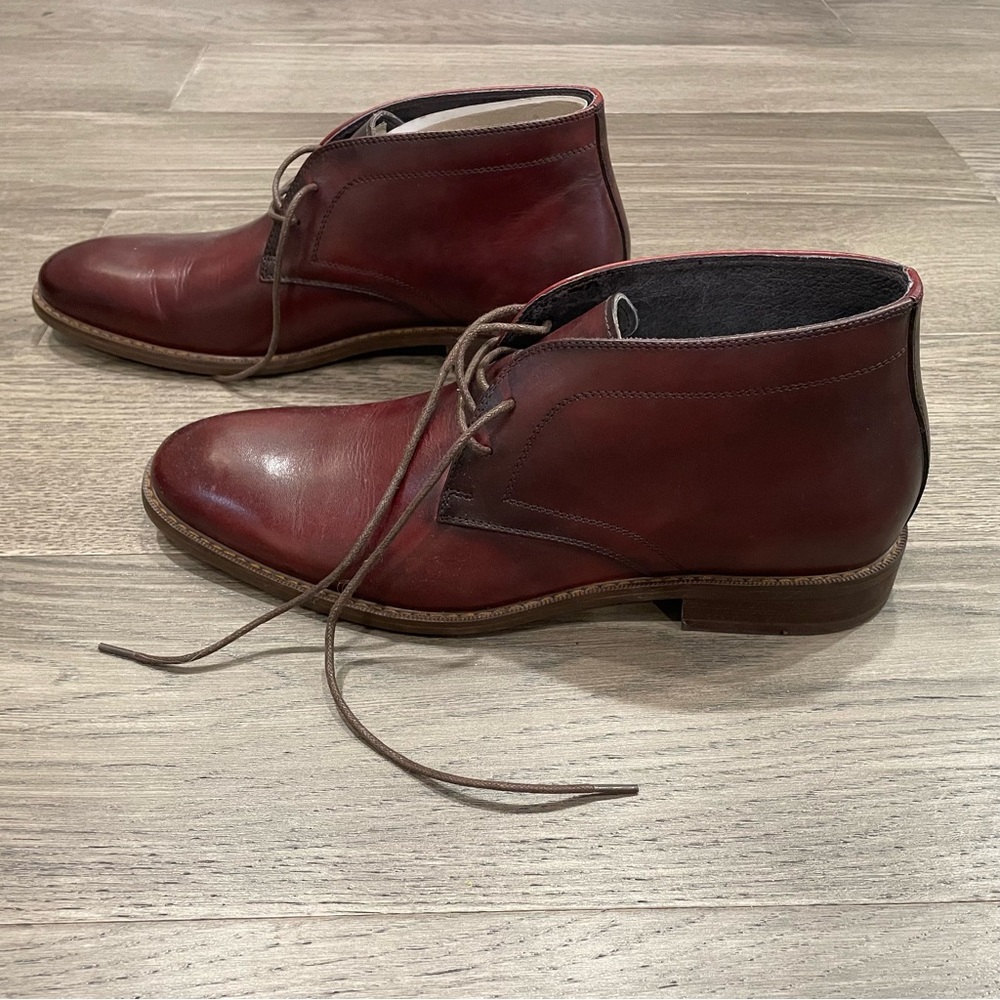 NWOB Moretti Black Label Glen Burgandy Chukka Dress Shoes Size 11.5